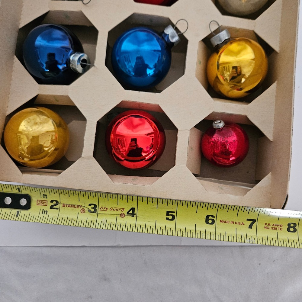 Vintage Essex Franke Glass Christmas Ornaments Set of 12 Multicolor Made in USA - Picture 8 of 9